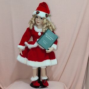 Holiday Doll in Red Outfit with Book